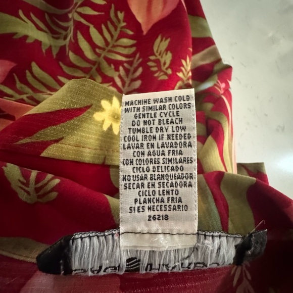 Sag Harbor Red and Green Summer Tropical Casual Button Down Shirt size 3X - Picture 9 of 9